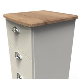 Albert 5 Drawer Tallboy In Cream Ash & Oak (Ready Assembled) - thumbnail 4