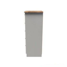 Albert 5 Drawer Tallboy In Cream Ash & Oak (Ready Assembled) - thumbnail 2