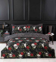 Skulls And Roses Multi Halloween Reversible Duvet Cover Set - thumbnail 1