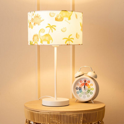 Valuelights Charles White Table Lamp With Dino Print Shade And Bulb - image 1