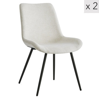 Nordlys Set Of 2 Metal And Beige Fabric Dining Chairs Modern Design Style Dining Room - image 1