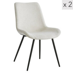 Nordlys Set Of 2 Metal And Beige Fabric Dining Chairs Modern Design Style Dining Room - thumbnail 1
