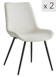 Nordlys Set Of 2 Metal And Beige Fabric Dining Chairs Modern Design Style Dining Room - thumbnail 2