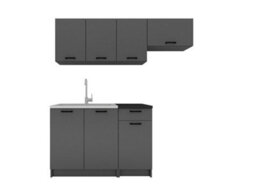 Impact Furniture Kitchen Cabinets 5 Units Black Grey Complete Kitchenette Small Set 180Cm Diy Fitted Package With Worktop Lina - thumbnail 4