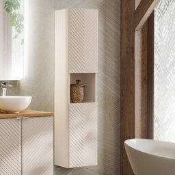 Heze Furniture Viva Chevron Patterned Tall Bathroom Cabinet - Cashmere - thumbnail 1