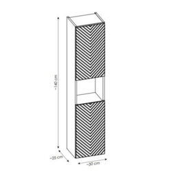 Heze Furniture Viva Chevron Patterned Tall Bathroom Cabinet - Cashmere - thumbnail 6