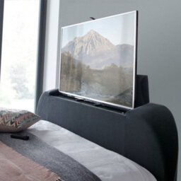 Sherlock Grey Velvet Ottoman Electric Tv Bed Frame - 6Ft Super King Size - thumbnail 7