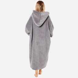 Ohs Long Hoodie Blanket Soft Sherpa Fleece Oversized Sweatshirt - Charcoal - thumbnail 4