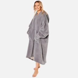 Ohs Long Hoodie Blanket Soft Sherpa Fleece Oversized Sweatshirt - Charcoal - thumbnail 5