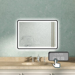 AVER-GROWTH 60X80Cm Black Led Bathroom Mirror With 3 Clour Lights Bluetooth Speaker Clock Illuminated Mirror Vertical Horizontal - thumbnail 6