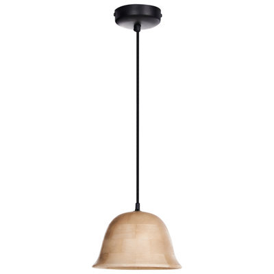 Wyld And Coco Mango Wood Bell Pendant Lamp, Brown, W25 X D25 X H129Cm - Ceiling Light For Dining And Living Rooms - image 1