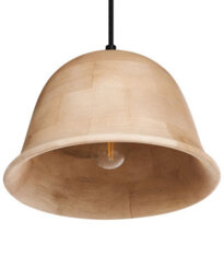 Wyld And Coco Mango Wood Bell Pendant Lamp, Brown, W25 X D25 X H129Cm - Ceiling Light For Dining And Living Rooms - thumbnail 3