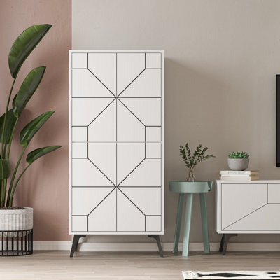Decortie Dune Multipurpose Storage Cabinet Space-Saving Storage Solution White 136Cm - image 1
