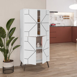 Decortie Dune Multipurpose Storage Cabinet Space-Saving Storage Solution White 136Cm - thumbnail 9