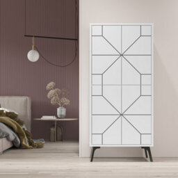 Decortie Dune Multipurpose Storage Cabinet Space-Saving Storage Solution White 136Cm - thumbnail 6