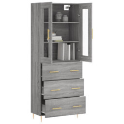 Berkfield Highboard Grey Sonoma 69.5X34X180 Cm Engineered Wood - thumbnail 3
