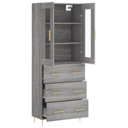 Berkfield Highboard Grey Sonoma 69.5X34X180 Cm Engineered Wood - thumbnail 4