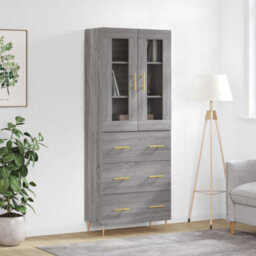 Berkfield Highboard Grey Sonoma 69.5X34X180 Cm Engineered Wood - thumbnail 1