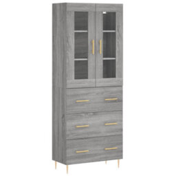 Berkfield Highboard Grey Sonoma 69.5X34X180 Cm Engineered Wood - thumbnail 2