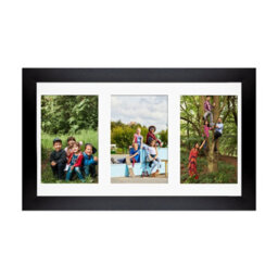 AK Frames 40X20Cm Matte Black Modern Multi Photo Frame With White Mount - Holds 3 Apertures (3X) 6X4 Photos - thumbnail 1