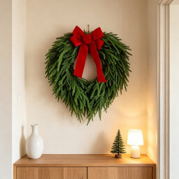 "Amorly 24"" Norfolk Pine Wreath, Artificial Christmas Wreaths With Bow, Winter Garland For Front Door Wall Christmas Holiday Decor," - thumbnail 5