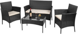 Onemill Rattan Garden Furniture Set 4-Piece With 2 Armchairs,1 Double Seat Sofa And 1 Table - thumbnail 2