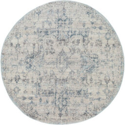 Livabliss Round Ankara-Vintage Grey Blue Traditional Boho Living Dining Bedroom Rug 160 X 160 Cm Easy Care, Non Shedding - thumbnail 1