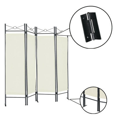D Pro T Homeware Folding Room Divider Cream 4-Panel Privacy Screen & Wall Partition Separator - image 1