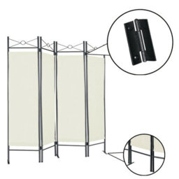D Pro T Homeware Folding Room Divider Cream 4-Panel Privacy Screen & Wall Partition Separator - thumbnail 1