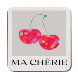 Benjamin Tate Design Ma Chérie Placemat And Coaster Set In Designer Cherry Artwork With Wood Base Limited Edition - thumbnail 3