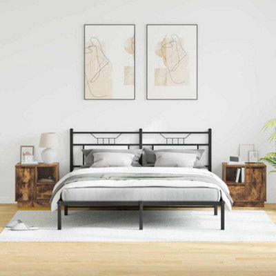 Berkfield Bedside Cabinets With Led Lights 2 Pcs Smoked Oak 50X34,5X50 Cm - image 1