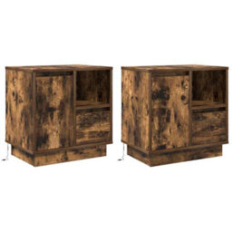 Berkfield Bedside Cabinets With Led Lights 2 Pcs Smoked Oak 50X34,5X50 Cm - thumbnail 7