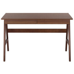 Beliani Office Desk Dark Brown Walnut 120 X 70 Cm With 2 Drawers - thumbnail 1