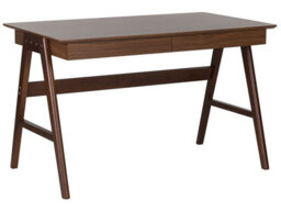Beliani Office Desk Dark Brown Walnut 120 X 70 Cm With 2 Drawers - thumbnail 3