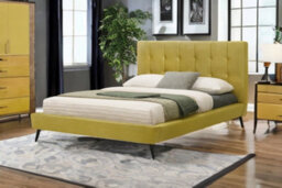 Sareer Furniture Tyron Bed, Modern Upholstered Velvet Bed Frame With Tufted Headboard - thumbnail 1