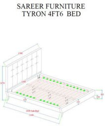 Sareer Furniture Tyron Bed, Modern Upholstered Velvet Bed Frame With Tufted Headboard - thumbnail 7