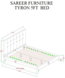 Sareer Furniture Tyron Bed, Modern Upholstered Velvet Bed Frame With Tufted Headboard - thumbnail 8