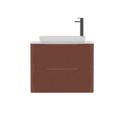 Royal Bathrooms Avenza 800mm Terracotta Clay Wall Hung Bathroom Countertop Vanity Unit 2 Drawer With Qubix Basin - thumbnail 6