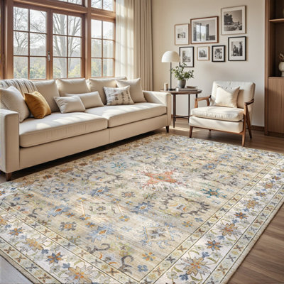 Decoranddecor Area Rugs, Living Room Rugs, Washable Rugs, 160X230Cm, Non-Slip, Pet Friendly, Low Pile, Traditional Rug - Tessia - image 1