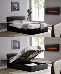 Luna 5Ft King Black Ottoman Storage Bed With Gas Lift & 25Cm Thick Memory Foam Mattress - L: 213Cm X W: 168Cm X H: 88.5Cm