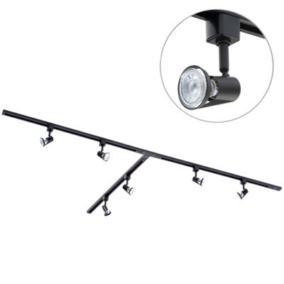 Litecraft Harlem Black 6 Head 3M T Shape Kitchen Track Light With Led Bulbs - image 1
