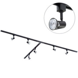 Litecraft Harlem Black 6 Head 3M T Shape Kitchen Track Light With Led Bulbs - thumbnail 1