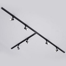 Litecraft Harlem Black 6 Head 3M T Shape Kitchen Track Light With Led Bulbs - thumbnail 2