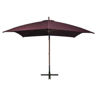 Berkfield Sturdy Hanging Parasol With Pole Bordeaux Red 3X3 M Solid Fir Wood - image 1