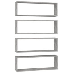 Berkfield Wall Cube Shelf 4 Pcs Concrete Grey 80X15X26.5 Cm Engineered Wood - thumbnail 2