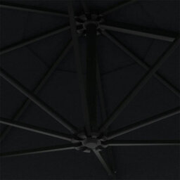 Berkfield Wall-Mounted Parasol With Leds And Metal Pole 300 Cm Black - thumbnail 8