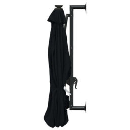 Berkfield Wall-Mounted Parasol With Leds And Metal Pole 300 Cm Black - thumbnail 5