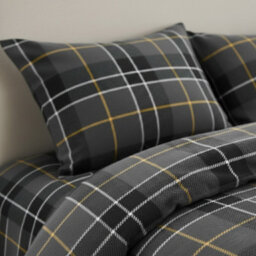 Thermal Flannelette Tartan Duvet Cover Set Warm Brushed Cotton Bedding Grey - thumbnail 2