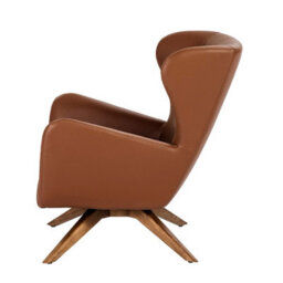 Angel Cerda Elegant Brown Leatherette Swivel Armchair For Modern Living Spaces - thumbnail 6