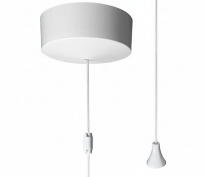 Taps2Traps Matt White Bathroom Ceiling Light Pull Cord Switch 2 Way 6A White Cord & Toggle - image 1